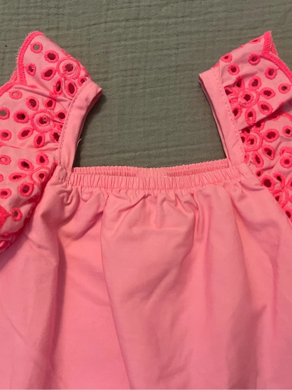 Wonder Nation Baby Girl 12M Pink Eyelet Ruffle Romper Dress NWT